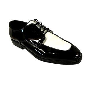 Mens Black and White Patent Leather Shoes Tuxedo Size 11